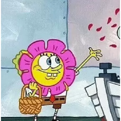 Bob Esponja Con Flores Png Transparente Descargar Stickers